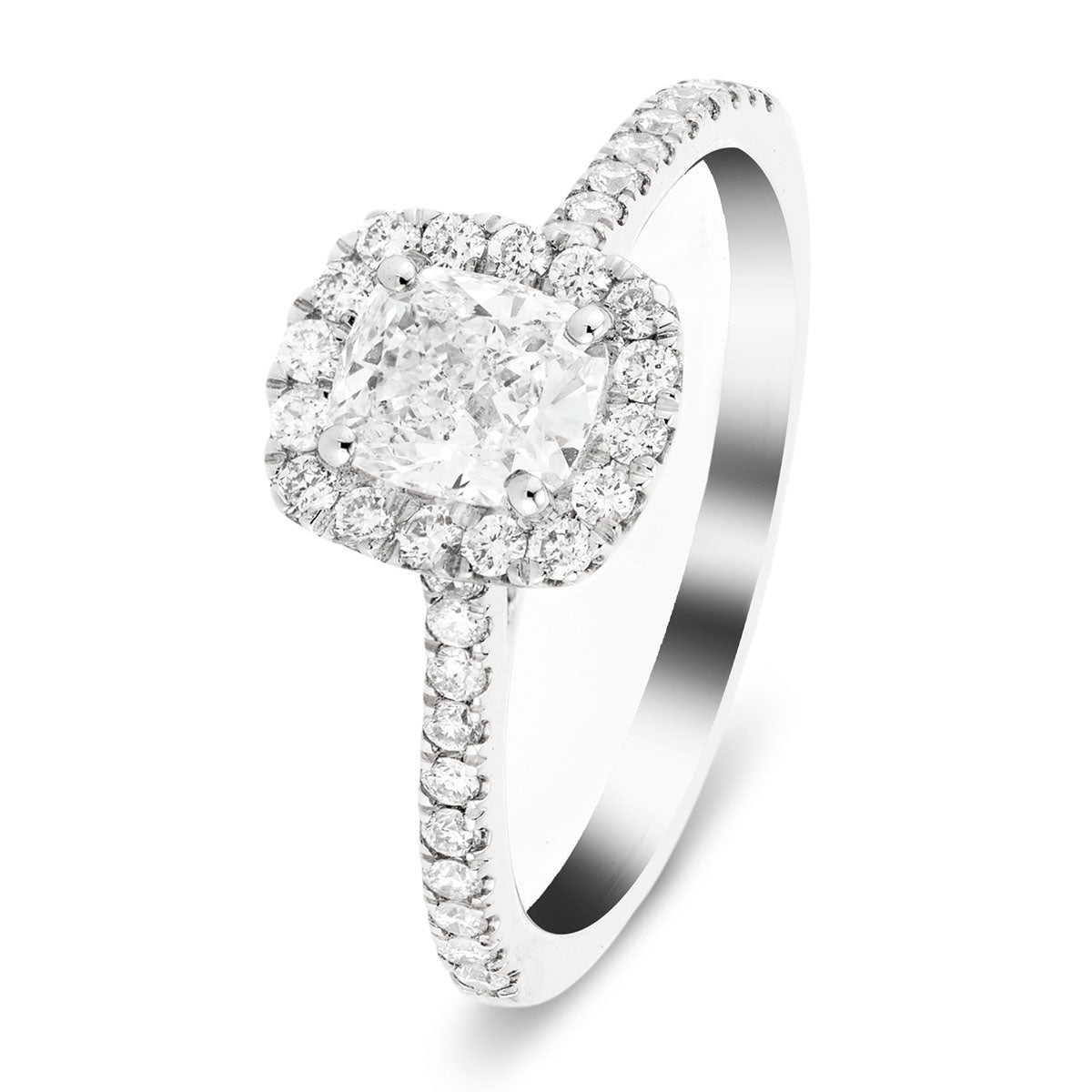 Cushion Shape Engagement Rings | All Diamond