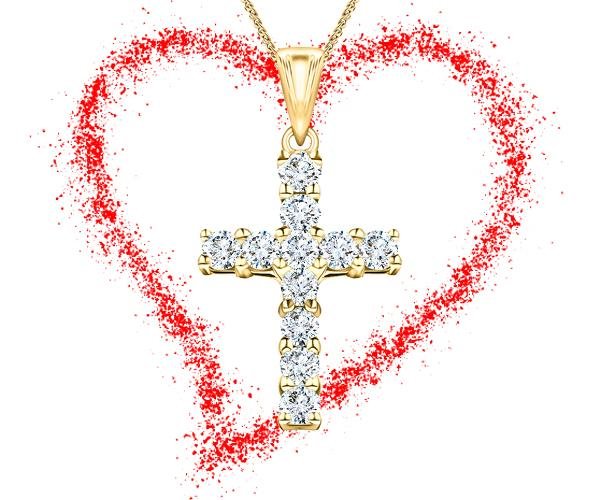Diamond Cross Necklaces & Pendants for Valentines | All Diamond