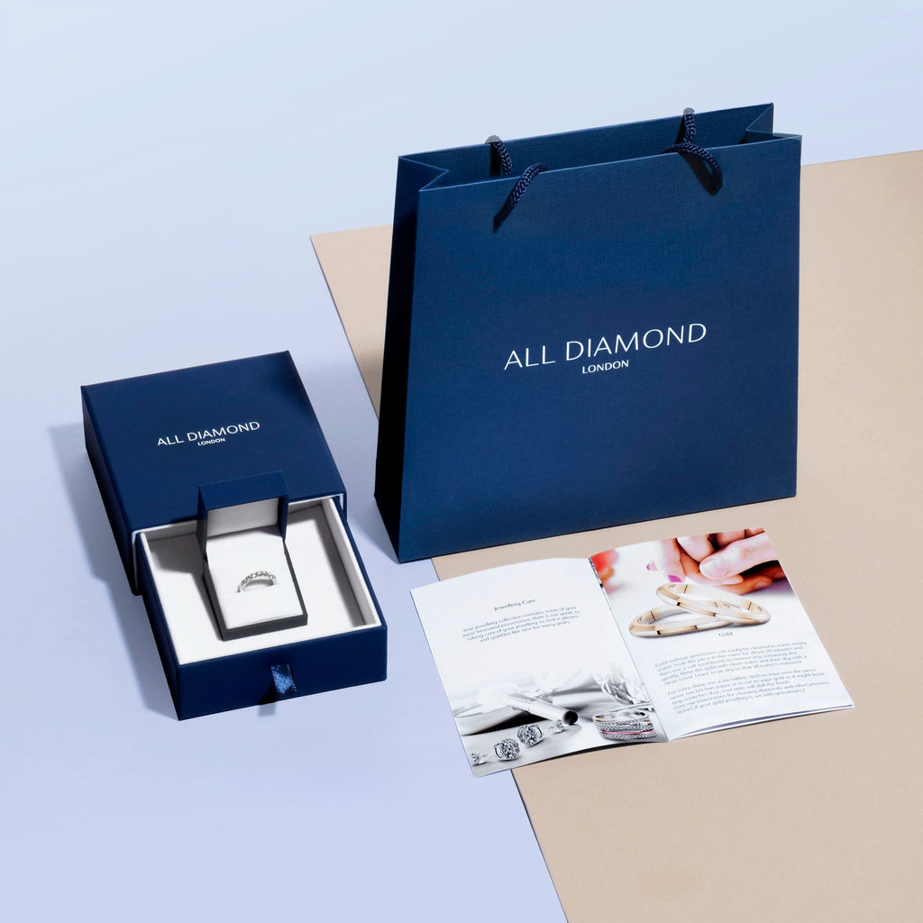 15 Stone Diamond Wishbone Ring 0.50ct G/SI Diamonds In Platinum - All Diamond
