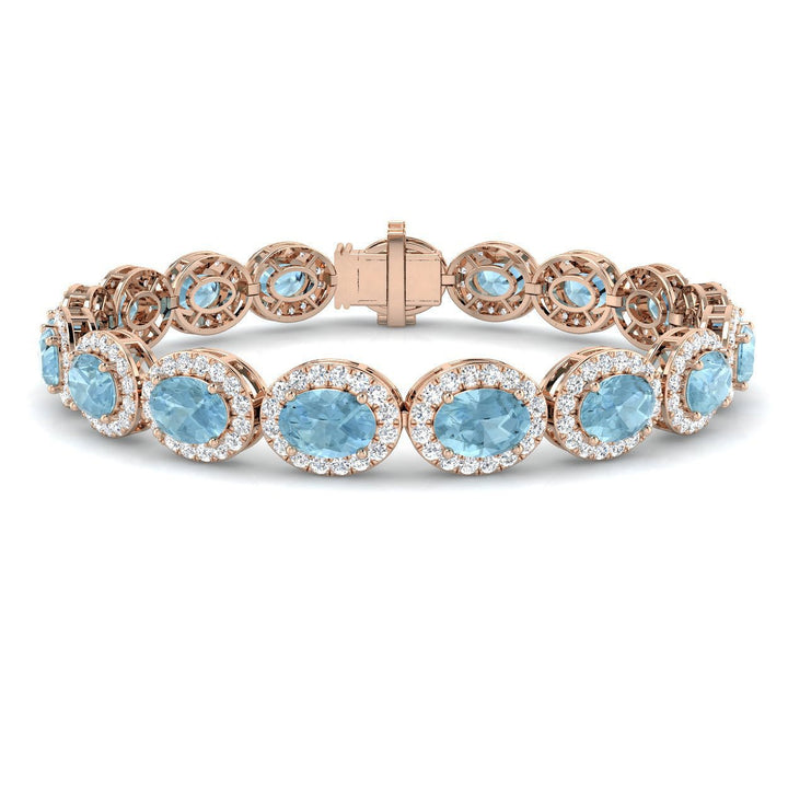 Aquamarine & Diamond Halo Bracelet 16.00ct in 18k Rose Gold