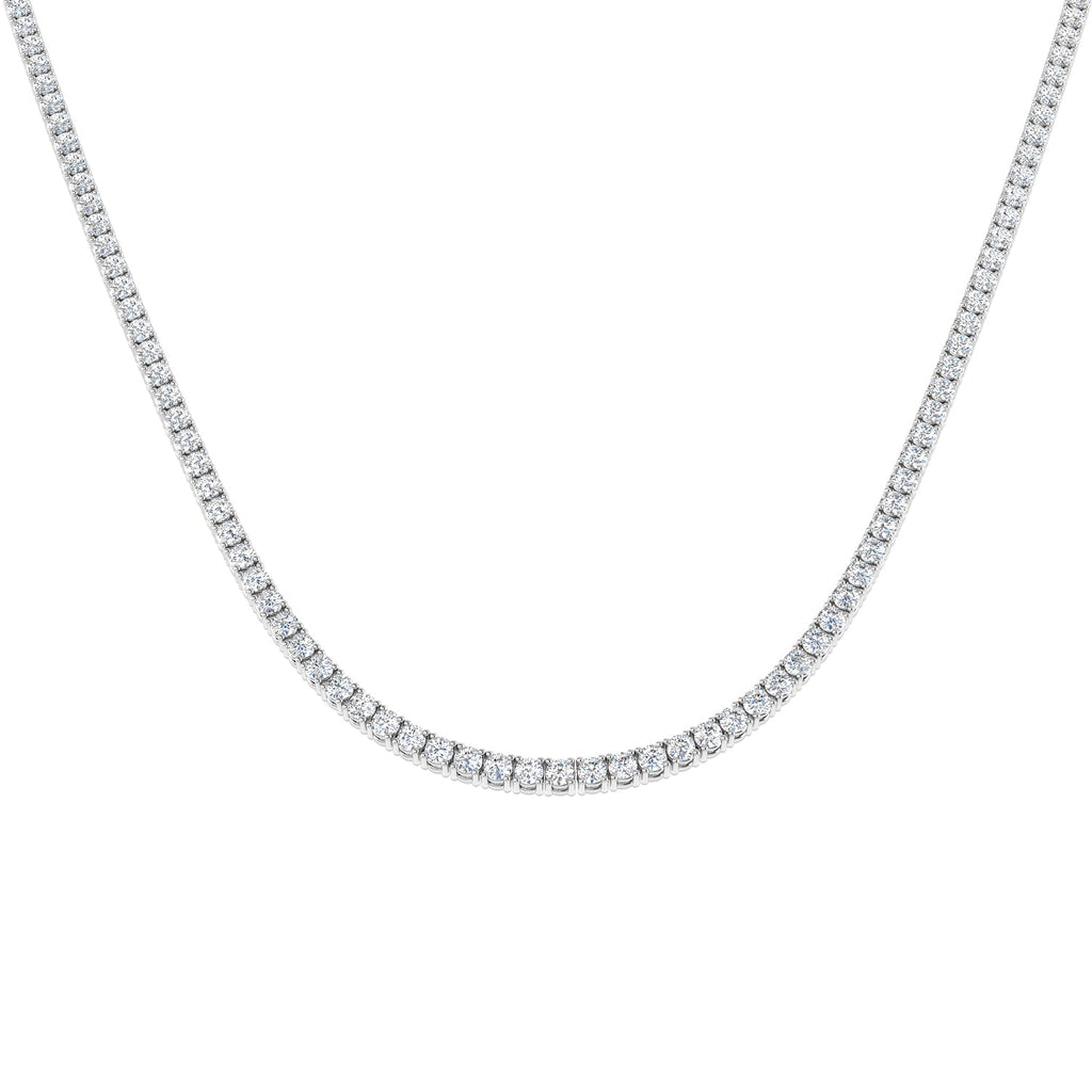 Classic Diamond Tennis Necklace 4.37ct G/SI Quality 18k White Gold - All Diamond