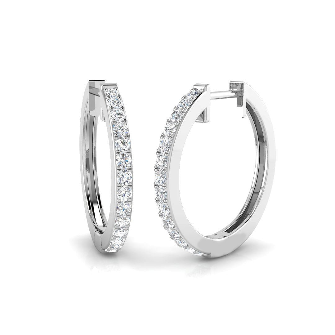 Diamond Claw Set Hoop Earrings 0.50ct G/SI Quality 18k White Gold - All Diamond