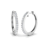 Diamond Claw Set Hoop Earrings 0.50ct G/SI Quality 18k White Gold - All Diamond