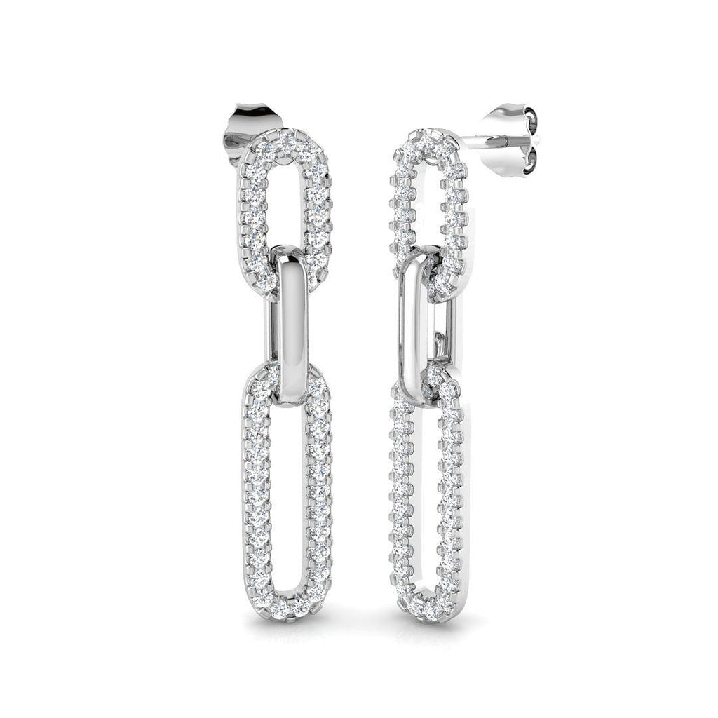 Diamond Paperclip Earrings 0.80ct G/SI Quality in 9k White Gold - All Diamond