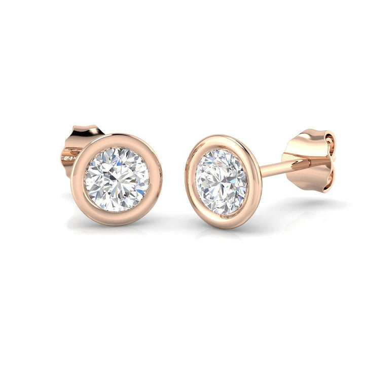 Diamond Rub Over Stud Earrings 0.75ct G/SI Quality in 18k Rose Gold