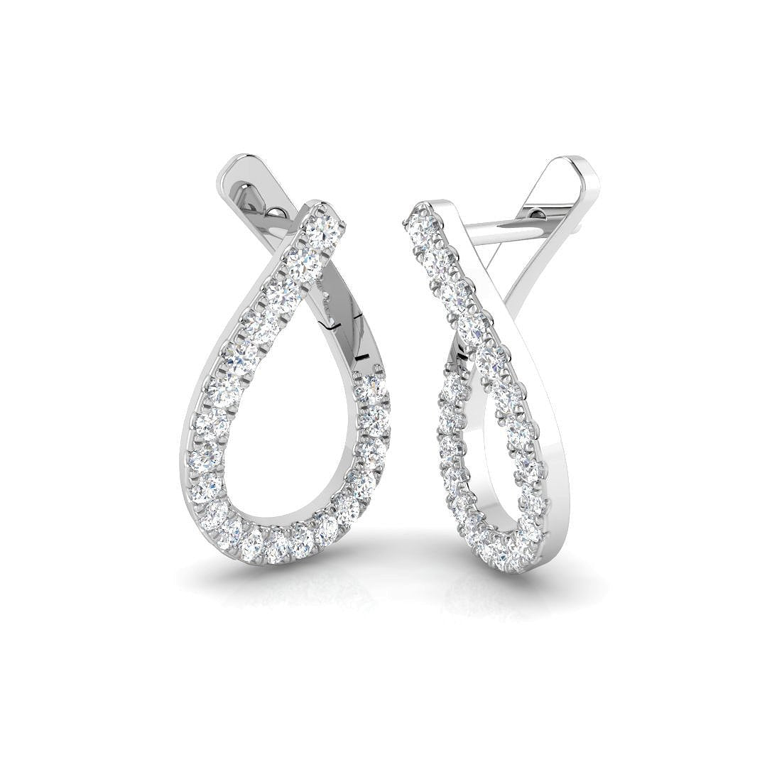 Fancy Diamond Hoop Earrings 0.50ct G/SI Quality in 18k White Gold - All Diamond