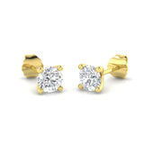 Modern Diamond Stud Earrings 1.00ct G/SI Quality in 18k Yellow Gold - All Diamond