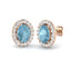 Oval 2.50ct Aquamarine & Diamond Halo Earrings in 18k Rose Gold