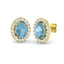 Oval 2.50ct Aquamarine & Diamond Halo Earrings in 18k Yellow Gold