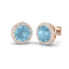 Round 3.75ct Aquamarine & Diamond Cluster Earrings in 18k Rose Gold