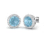 Round 3.75ct Aquamarine & Diamond Cluster Earrings in 18k White Gold - All Diamond