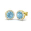 Round 3.75ct Aquamarine & Diamond Cluster Earrings in 18k Yellow Gold - All Diamond