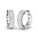 Round & Baguette Hoop Diamond Earrings 1.33ct G/SI 18k White Gold - All Diamond