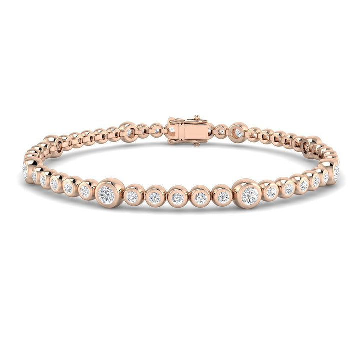 Rub Over Diamond Tennis Bracelet 1.50ct G/SI in 18k Rose Gold