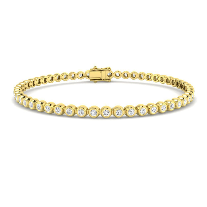 Rub Over Diamond Tennis Bracelet 2.00ct G/SI in 9k Yellow Gold