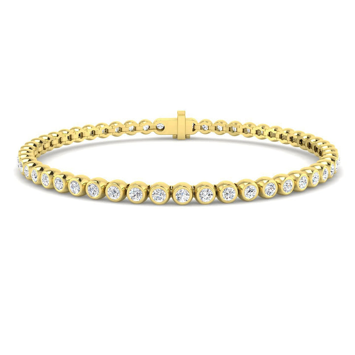 Rub Over Diamond Tennis Bracelet 3.00ct G/SI in 9k Yellow Gold