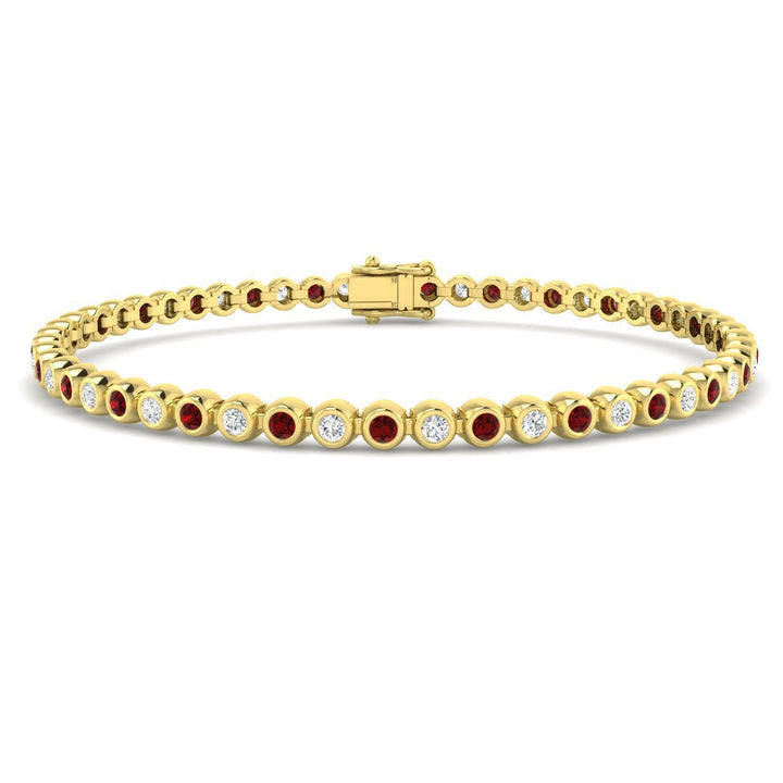 Ruby & Diamond Tennis Bracelet 2.35ct in 18k Yellow Gold