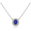 0.40ct Blue Sapphire & 0.10ct G/SI Diamond Necklace in 18k White Gold