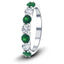 0.45ct Emerald 0.35ct Diamond Seven Stone Ring 18k White Gold