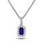 0.60ct Blue Sapphire & 0.20ct G/SI Diamond Necklace in 18k White Gold