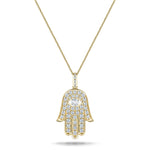 0.60ct Diamond and 18K Yellow Gold 'Evil Eye' Hamsa Pendant Necklace - All Diamond