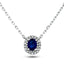 0.65ct Blue Sapphire & 0.10ct G/SI Diamond Necklace in 18k White Gold