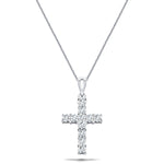 1.00ct Classic Claw Set Diamond Cross Pendant in 18K White Gold - All Diamond
