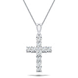 1.00ct Classic Claw Set Diamond Cross Pendant in 18K White Gold - All Diamond