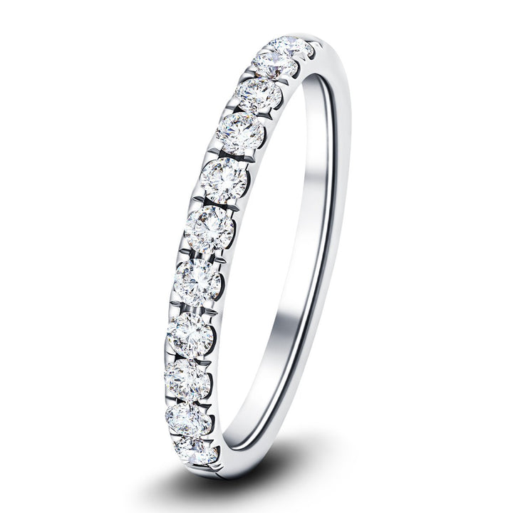 11 Stone Half Eternity Ring 0.75ct G/SI Diamonds in Platinum