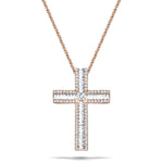 1.10ct Baguette & Round Diamond Cross in 18k Rose Gold - All Diamond
