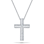 1.10ct Baguette & Round Diamond Cross in 18k White Gold - All Diamond