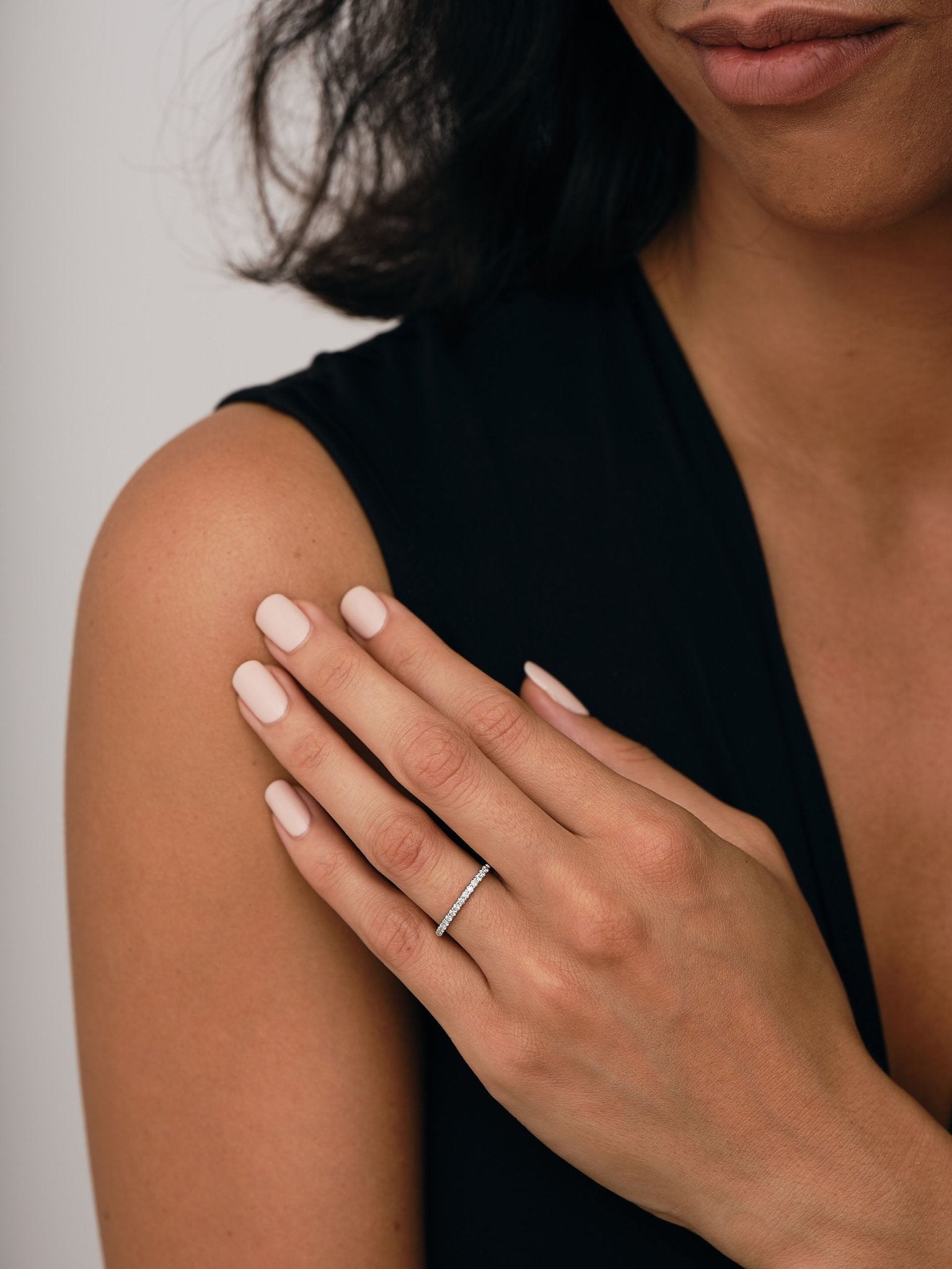 15 Stone Half Eternity Ring 0.20ct G/SI Diamonds in 18k White Gold - All Diamond