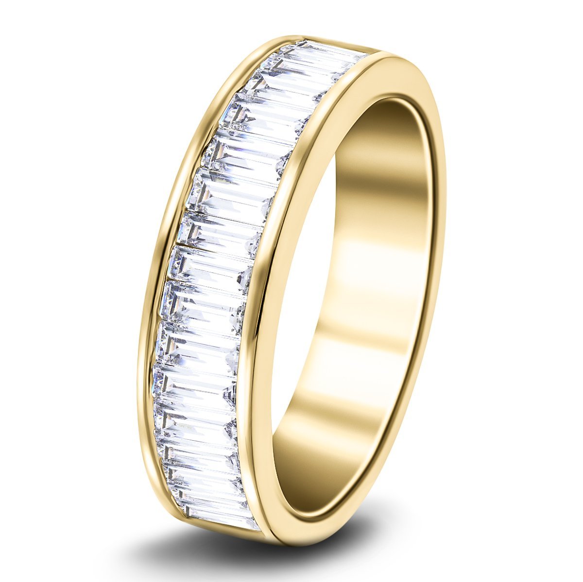 17 Baguette Diamonds Half Eternity Ring 18k Yellow Gold
