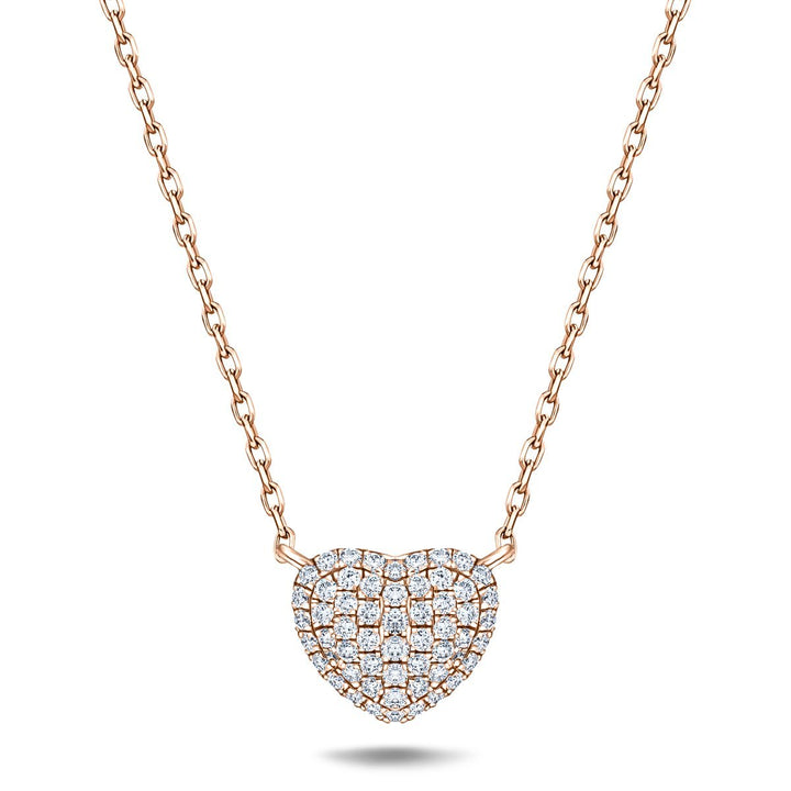 18K Rose Gold 0.50ct Diamond Heart Necklace