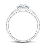 18k White Gold Halo Engagement Ring Side Stones 0.50ct G/SI Quality - All Diamond
