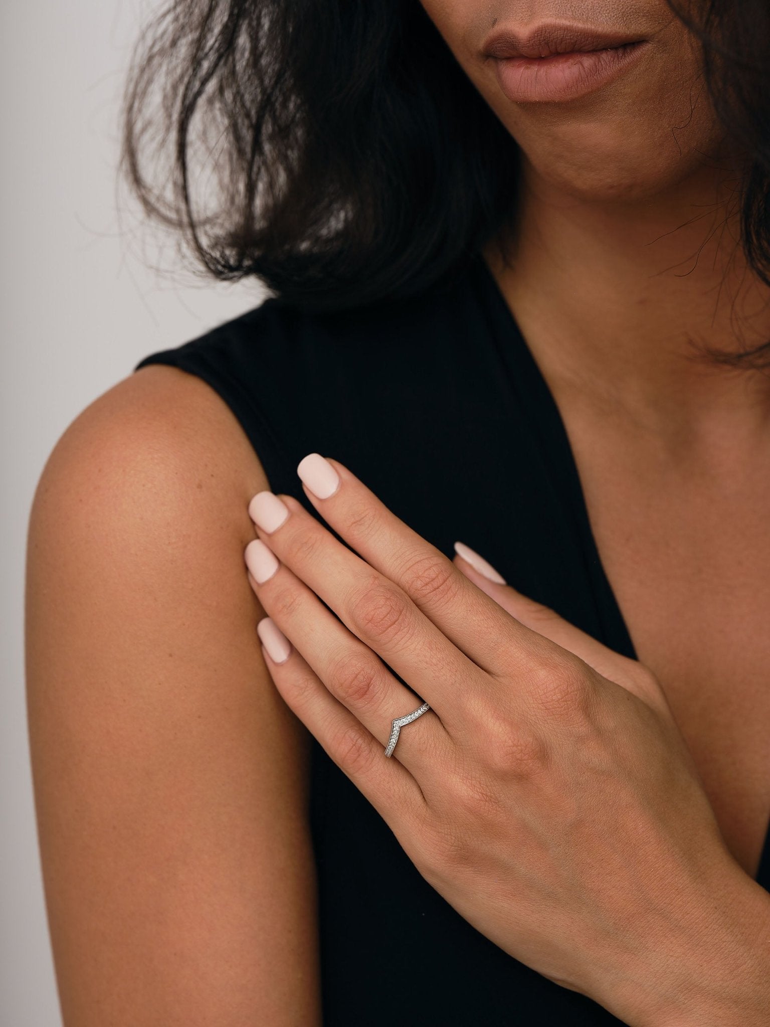 21 Stone Diamond Wishbone Ring 0.10ct G/SI Diamonds In Platinum - All Diamond