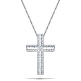 3.00ct Baguette & Round Diamond Cross in 18k White Gold - All Diamond
