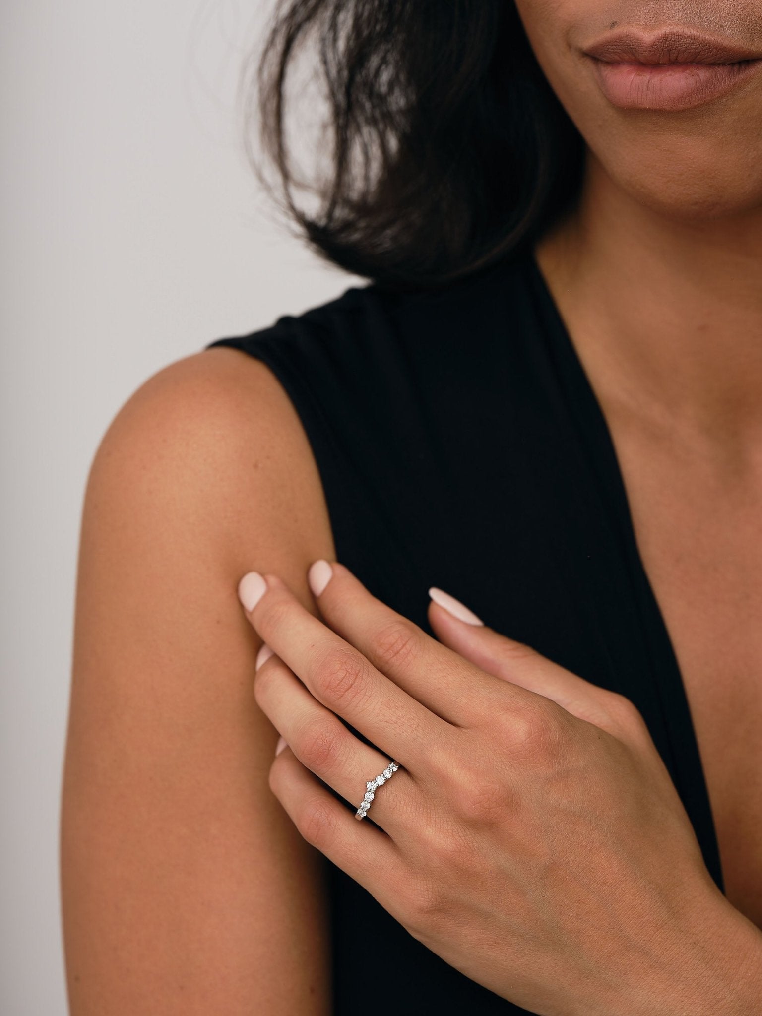 7 Stone Diamond Wishbone Ring 0.50ct G/SI Diamonds In Platinum - All Diamond