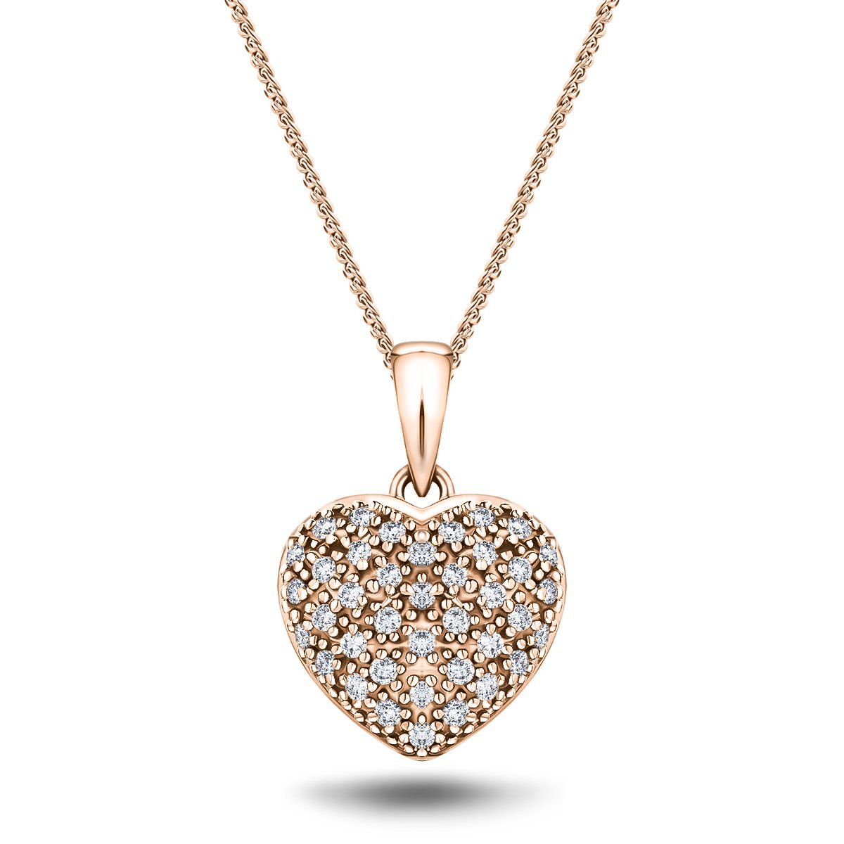 9K Rose Gold Diamond Heart Pendant – All Diamond