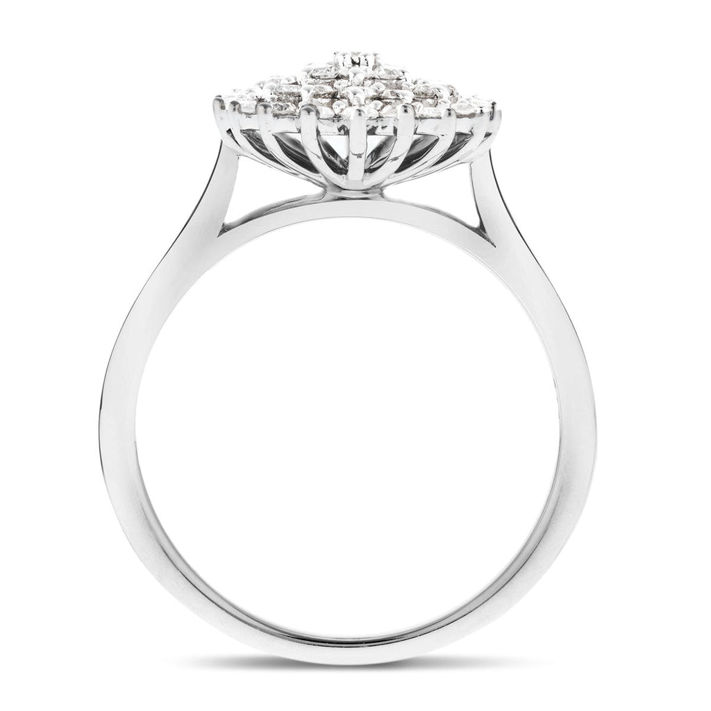 9k White Gold Diamond Cluster Ring 0.60ct G/SI Quality - All Diamond