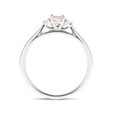 Morganite 0.40ct Diamond 0.06ct Three Stone Ring 9k White Gold