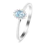 Aquamarine 0.20ct and Diamond 0.05ct Ring In 9k White Gold - All Diamond