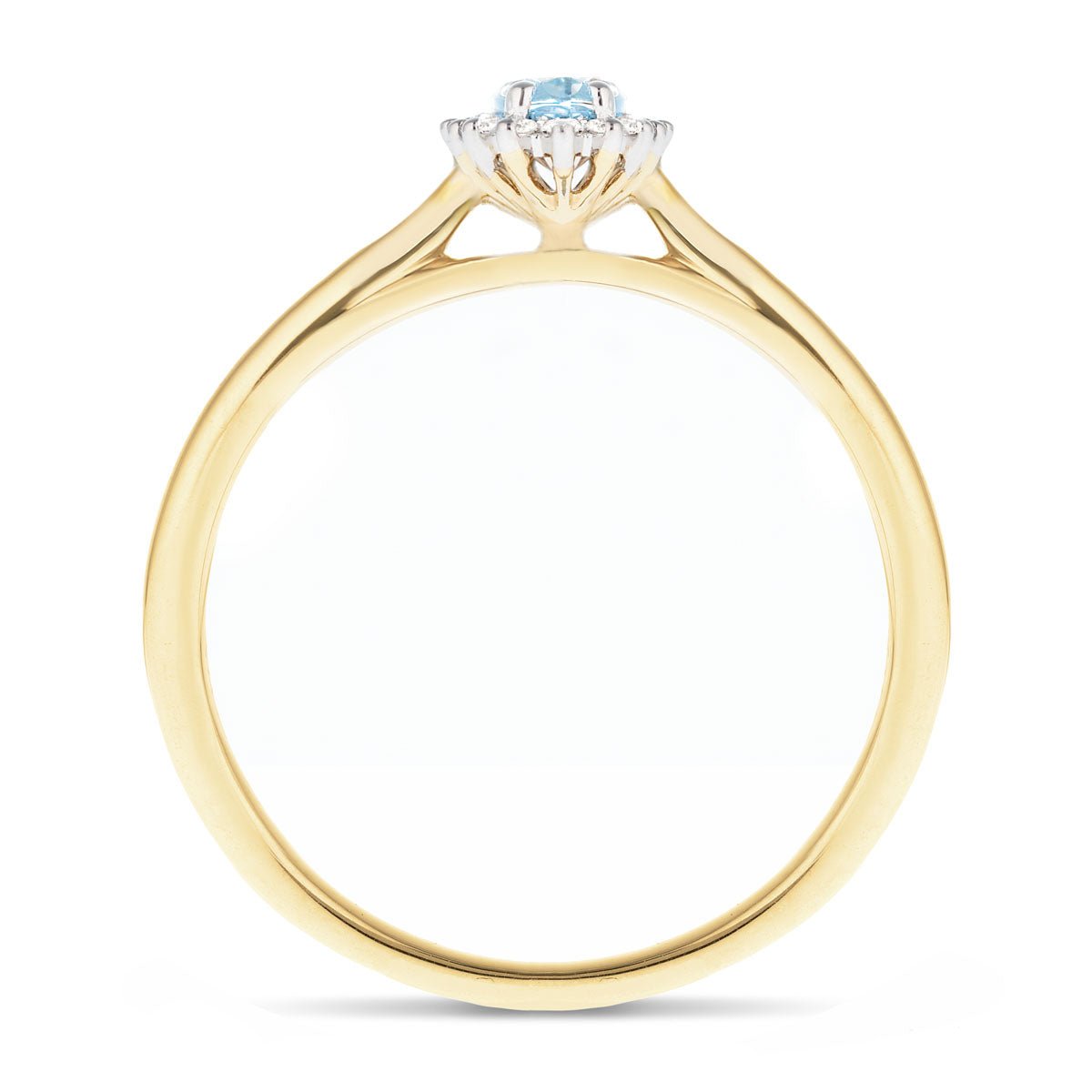 Aquamarine 0.20ct and Diamond 0.05ct Ring In 9k Yellow Gold - All Diamond