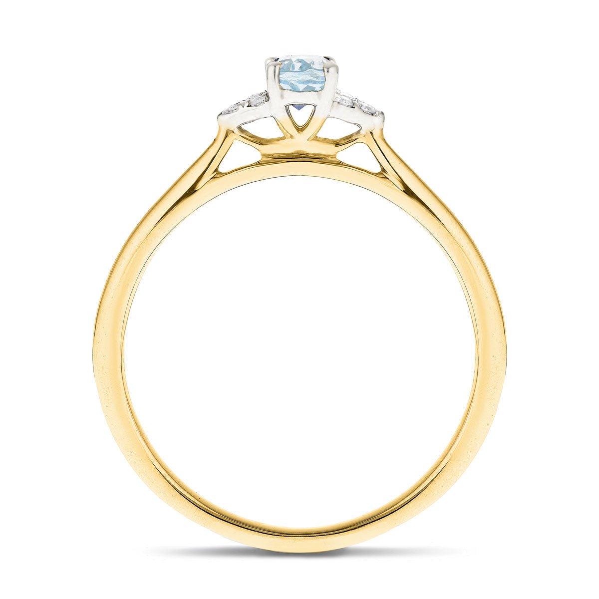 Aquamarine 0.25ct Diamond 0.03ct Cluster Ring 9k Yellow Gold - All Diamond