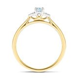 Aquamarine 0.25ct Diamond 0.03ct Cluster Ring 9k Yellow Gold - All Diamond