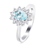 Aquamarine 0.65ct and Diamond 0.31ct Cluster Ring in Platinum - All Diamond