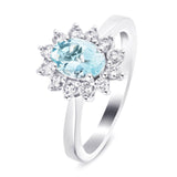 Aquamarine 0.65ct and Diamond 0.31ct Cluster Ring in Platinum - All Diamond