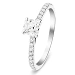 Asscher Cut Diamond Side Stone Engagement Ring 0.55ct E/VS in 18k White Gold - All Diamond