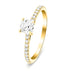 Asscher Cut Diamond Side Stone Engagement Ring 0.80ct E/VS in 18k Yellow Gold