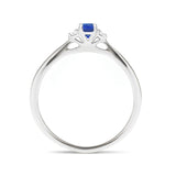 Blue Sapphire 0.20ct Diamond 0.05ct Three Stone Ring 9k White Gold - All Diamond